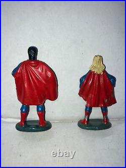 1/32 SUPERMAN & SUPERGIRL 2.5 Hard Plastic Mini Figure Toy Soldier Vintage 1970