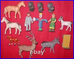 (13) Vintage BRITAINS Painted Metal Farm Animals Toy Figures Stag Goat Horses ++