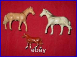 (13) Vintage BRITAINS Painted Metal Farm Animals Toy Figures Stag Goat Horses ++