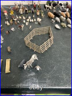 137 Vintage BRITAINS LEAD FARM ANIMALS FIGURES Farm Equipment Fencing Trees +++