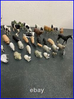 137 Vintage BRITAINS LEAD FARM ANIMALS FIGURES Farm Equipment Fencing Trees +++