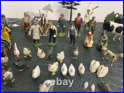 137 Vintage BRITAINS LEAD FARM ANIMALS FIGURES Farm Equipment Fencing Trees +++