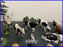137 Vintage BRITAINS LEAD FARM ANIMALS FIGURES Farm Equipment Fencing Trees +++