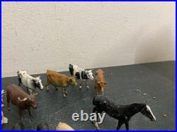 137 Vintage BRITAINS LEAD FARM ANIMALS FIGURES Farm Equipment Fencing Trees +++