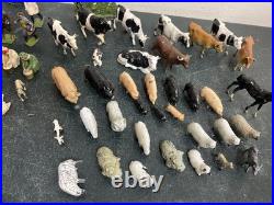 137 Vintage BRITAINS LEAD FARM ANIMALS FIGURES Farm Equipment Fencing Trees +++