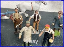 137 Vintage BRITAINS LEAD FARM ANIMALS FIGURES Farm Equipment Fencing Trees +++