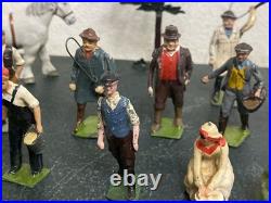 137 Vintage BRITAINS LEAD FARM ANIMALS FIGURES Farm Equipment Fencing Trees +++