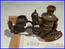 1890's PRATT & LETCHWORTH IRON TOY FIRE ENGINE, HAS BACK FIGURE, NO FRONT END