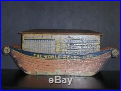 1890's US Made Rufus Bliss The World Noah's Ark Wooden Toy With Original Figures