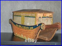 1890's US Made Rufus Bliss The World Noah's Ark Wooden Toy With Original Figures