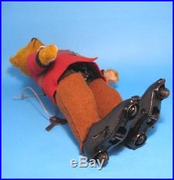 1914 Rare Schuco #115 Automato Walking Captain Teddy Bear/Bär Felt Tin Toy Figur