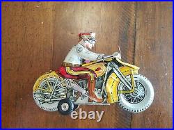 1938 Marx Tin Toy Wind-up Police Motorcycle siren Figure