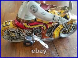 1938 Marx Tin Toy Wind-up Police Motorcycle siren Figure