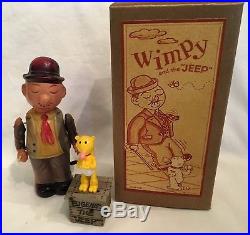 1940's OCCUPIED JAPAN WiMPY WINDUP FIGURE WITH EUGENE the JEEP BEAUTIFUL