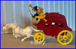 1961 Rare Auburn Rubber Toy Playset Disney Stagecoach with figures