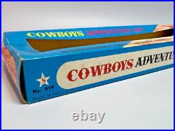 1970 Hong Kong Boxed Wild West Cowboy Adventure Set No#519 Toy Plastic Figures