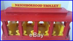 1970s Mr. Rogers Plastic Toy Trolley with figures (Good Condition)