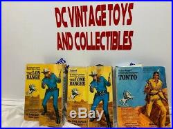 1973 Toy Lone Ranger Tonto Lot Set 3 Gabriel Action Figures VTG 10 70s
