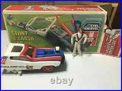 1974 Ideal Evel Knievel Stunt And Crash Car Set With Box With Figure Awesome