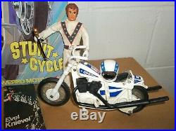 1975 EVEL KNIEVEL STUNT CYCLE SET Complete withBOX Figure Cane Helmet Ideal Toy ad