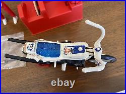 1975 Ideal EVEL KNIEVEL Stunt Cycle Figure, Energizer, Swagger Stick & Stunt Bar