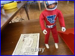 1975 Ideal EVEL KNIEVEL Stunt Cycle Figure, Energizer, Swagger Stick & Stunt Bar