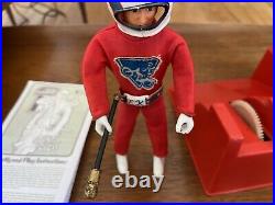 1975 Ideal EVEL KNIEVEL Stunt Cycle Figure, Energizer, Swagger Stick & Stunt Bar