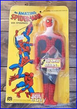 1979 AMAZING SPIDER-MAN Orig. MEGO 12 IN FIG. With WEB AND FLY AWAY ACTION MOC