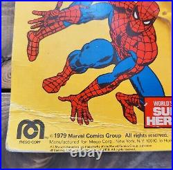 1979 AMAZING SPIDER-MAN Orig. MEGO 12 IN FIG. With WEB AND FLY AWAY ACTION MOC