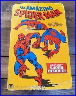 1979 AMAZING SPIDER-MAN Orig. MEGO 12 IN FIG. With WEB AND FLY AWAY ACTION MOC