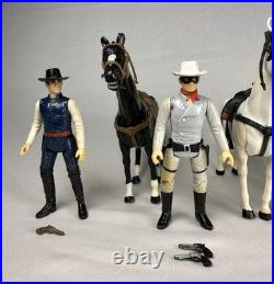 1980 Gabriel Legend of Lone Ranger Set Of 5 Figures, 3 Horses And Weapons