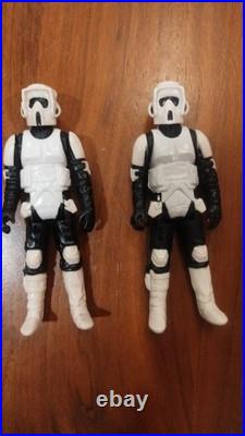 2 Vintage Star Wars Biker Scouts. Lili Ledy Short Mask No Repros Complete