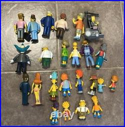 2003 Simpsons Playmates Lot World Of Springfield Play Sets 24 Figures READ