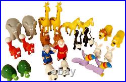 24 Vtg JRL J R Leininger Beginners Bible Noah's Ark Toy Animal Figures Big Eyes
