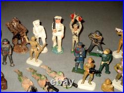 32-vintage Lead Metal Toy Soldier Figures-ww1 Ww2-composition Barclay Manoil Lot
