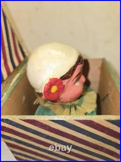 4 Toys, 1920s Wood Pulp Jack In The Box Germany, Stevens Gyroscope, Springer Slinky