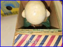 4 Toys, 1920s Wood Pulp Jack In The Box Germany, Stevens Gyroscope, Springer Slinky