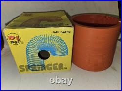 4 Toys, 1920s Wood Pulp Jack In The Box Germany, Stevens Gyroscope, Springer Slinky