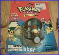 5 DIFFERENT Eevee Evolutions RARE Pokemon TOMY Pokeball Keychain Figure Toy Lot