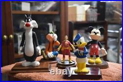 5! Vintage Cartoon Character Vinyl Figure Collection! Mounted Oak! Sale/shipped