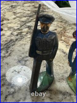 5 Vtg Metal Figures Farmer, Marine, Scarecrow, 2 Solders