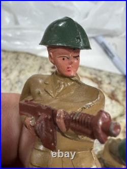 5 Vtg Metal Figures Farmer, Marine, Scarecrow, 2 Solders