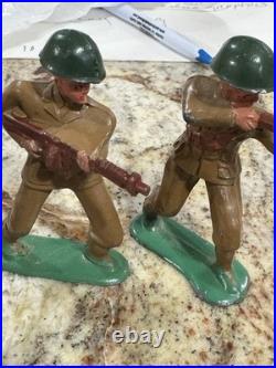 5 Vtg Metal Figures Farmer, Marine, Scarecrow, 2 Solders