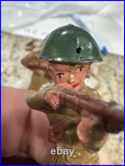 5 Vtg Metal Figures Farmer, Marine, Scarecrow, 2 Solders