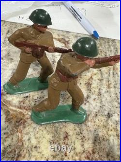 5 Vtg Metal Figures Farmer, Marine, Scarecrow, 2 Solders