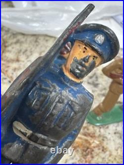 5 Vtg Metal Figures Farmer, Marine, Scarecrow, 2 Solders