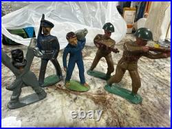 5 Vtg Metal Figures Farmer, Marine, Scarecrow, 2 Solders 5 Vtg Metal Figures Farmer, Marine, Scarecrow, 2 Solders