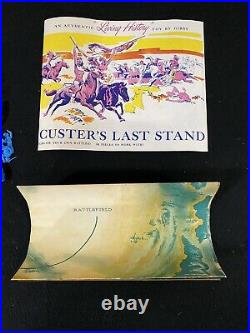 50s Gibbs Custer's Last Stand playset, all paper, container, & Figures. Amazing