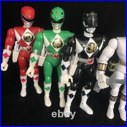 6 Vintage Bandai Power Rangers 9 Action Figures Toy Bundle RARE & Blaster 1993