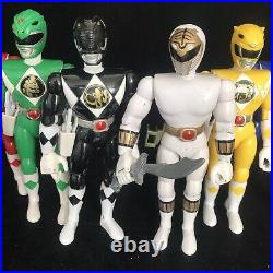 6 Vintage Bandai Power Rangers 9 Action Figures Toy Bundle RARE & Blaster 1993